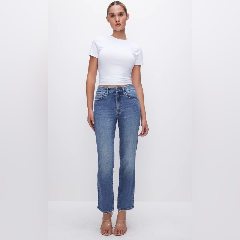 NWT Good American Good Legs Straight Jeans Blue Indigo478 Color High Rise Size 6